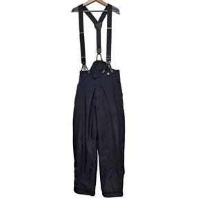 Vintage 90s Snow Pants Suspenders Italian Made Men Size 34 x 30.5" Leather Ears